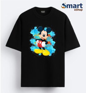 Micky02 Cotton Round Black T-Shirt